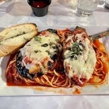 Eggplant Parmigiana Over Pasta.