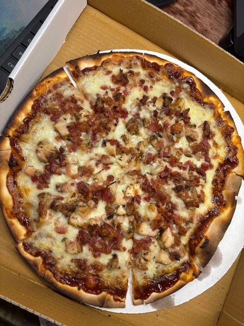 BBQ Chicken Bacon Pizza.