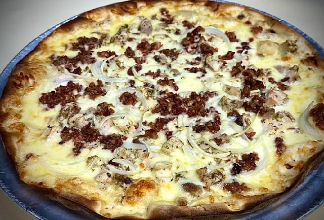 Chicken Carbonara Pizza.